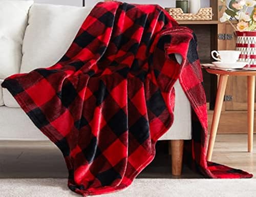 Fuzzy Plaid Blanket Touchat Fleece Throw Blankets, Buffalo Plaid