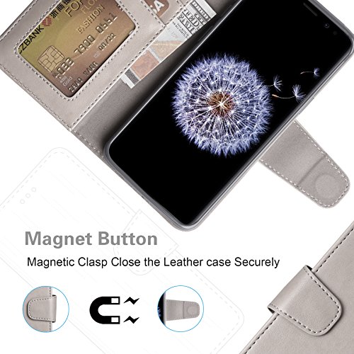 image for Galaxy S9 Case, Arae [Kickstand Feature] PU leather wallet case with [