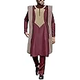 HD African Mens Clothing Traditional Wedding Attire Embroidery Agbada Boubou Caftan Nigerian Male Clothes Set