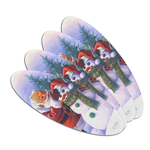 Christmas Holiday Santa Making Building Snowman Double-Sided Oval Nail File Emery Board Set 4 Pack