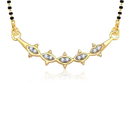 VK Jewels Eye Catchy Design Gold and Rhodium Plated Alloy Mangalsutra for Women made with Cubic Zirconia - MP1153G [VKMP1153G]