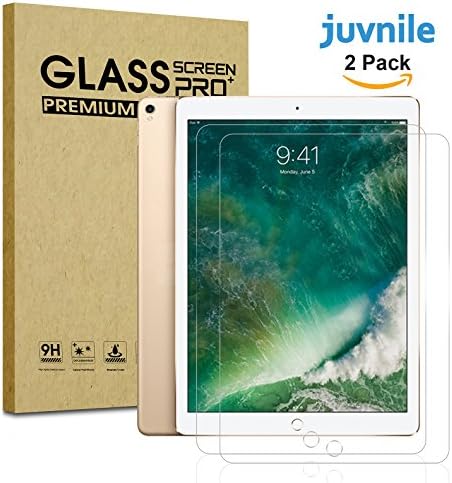 Juvnile iPad Pro (12.9") Ballistic Tempered Glass Screen Protecor for Apple iPad Pro 12.9-inch 2017 Model with Retina Display/Apple Pencil Compatible [2 Pack]