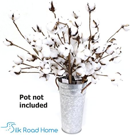 Pack of 6 Cotton Stems - 16 BUDS/Stem - 20 Inch Farmhouse Boll Ball Decorative Floral Spray Centerpiece