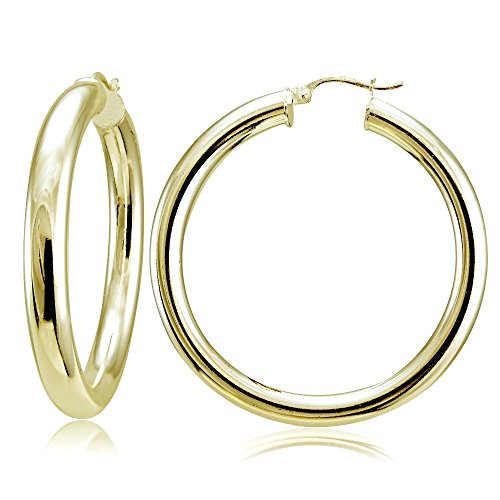 Hoops & loops flash plated gold sterling silver 5mm high poli…