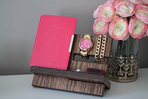 Night Stand Oak Wood Valet iPhone Galaxy Charging Stand Nightstand Dock Graduation Father's Day Birthday For Him or Her