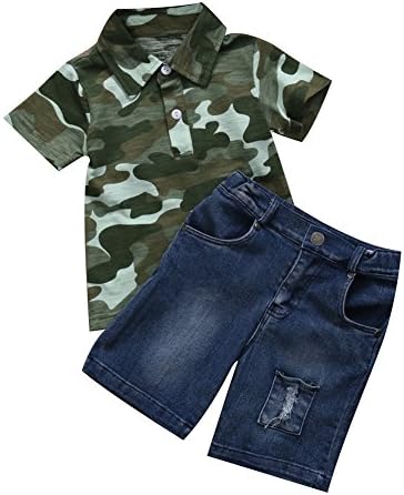 Baby Boys Girls 2pcs Outfit Camouflage T Shirt Tops + Shorts Jeans Set (2-3 Year, Camouflage)