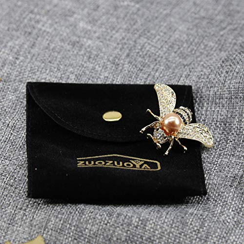 ZUOZUOYA Honey Bee Brooches,Gold Tone and Mother of Pearl Brooch