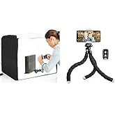 鶹Basics Portable Foldable Photo Studio Box with LED Light - 25 x 30 x 25 Inches & UBeesize Tripod S, Premium Flexible Ph