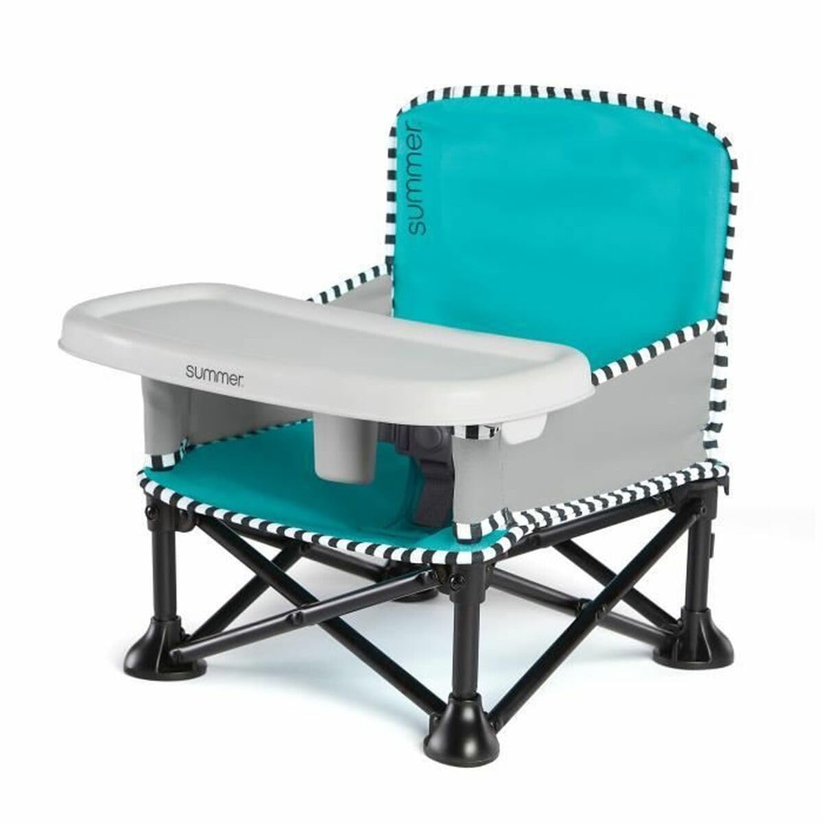 Photo 1 of ***A LITTLE TORN****Summer by Bright Starts Pop 'N Sit Portable Booster Chair, Floor Seat, Indoor/Outdoor Use, Compact Fold, Aqua Sugar, 6 Mos - 3 Yrs