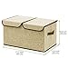 EZOWare Large Storage Boxes [3-Pack] Large Linen Fabric Foldable Storage Cubes Bin Box Containers with Lid and Handles for Nursery, Closet, Kids Room, Toys, Baby Products (Beige)