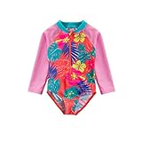 Wishere Baby Girl Sunsuit One-Piece Swimsuit Rash Guard Swimwear