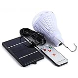 LightMe 2016 Newest Multi-functional Super Bright 20 LED Bulb Light Dimmable Solar Powered Lamp with Remote Controller for Outdoor Hiking Fishing Camping Tent(White-20LED)