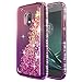 NageBee Moto G4 Play/Moto G Play Case w/[Tempered Glass Screen Protector], Glitter Liquid Quicksand Waterfall Flowing Sparkle Shiny Diamond Girls Cute Case for Moto G Play 4th Gen -Pink/Purple