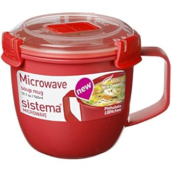 Sistema 1142 Small Microwave Cookware Soup Mug, 19.1 oz, Red