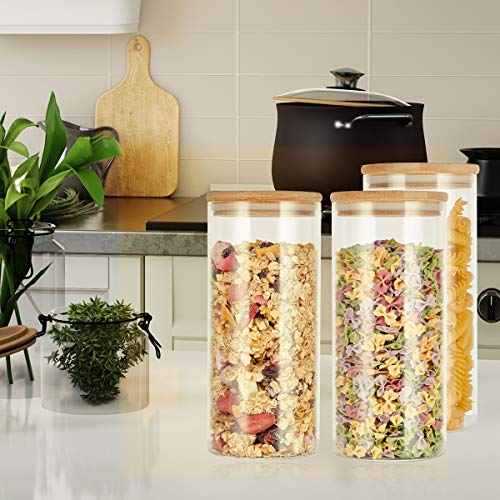 CASATO 14 Pack Glass Food Storage Jars Containers with Airtight Bamboo Lids, 6 OZ High