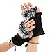ROPALIA Womens Faux Rabbit Fur Hand Wrist Warmer Fingerless Gloves Winter Glove (One Size, black)