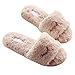 HALLUCI Women's Cozy Wrinkle Plush Fleece Memory Foam House Slippers w/Non Slip Soles (7-8 M US, Pink)