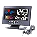 Lomanda Digital Alarm Clock 5.5” Colorful Display Screen with Weather Forecast/Date/Indoor Humidity Temperature/Snooze/Charging Cable(Black)