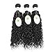 Peruvian Water Wave 3 Bundles with Frontal 13x4 Free Part Lace Frontal Virgin Human Hair Bundles Curly Hair Extensions Natural Color (14 16 18 with 12 Frontal)