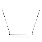 Bling Jewelry Minimalist Delicate Thin Sideways Horizontal Round Tube Curved Bar Slide Pendant Necklace For Women Teen .925 Sterling Silver
