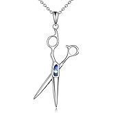 YAFEINI Hair Stylist Gifts 925 Sterling Silver Scissors Hair Stylist Pendant Necklace Hairdresser Hairstylist Jewelry Gifts for Women Men