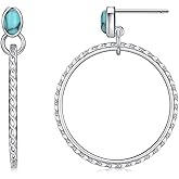 Turquoise Earrings for Women 18k White Gold Plated Circle Earring Turquoise Stud Earrings Vintage Western Jewelry Country Boho Gifts