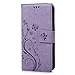 Galaxy S6 Edge Case - Mavis's Diary Embossed Wallet Fashion Floral PU Leather Magnetic Clip Card Holders Folio Cover for Samsung Galaxy S6 Edge with Hand Strap & Crystal Pen & Dust Plug - Violet