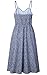 Angashion Women's Dresses-Summer Floral Bohemian Spaghetti Strap Button Down Swing Midi Dress With Pockets, Navy Blue 1, Small