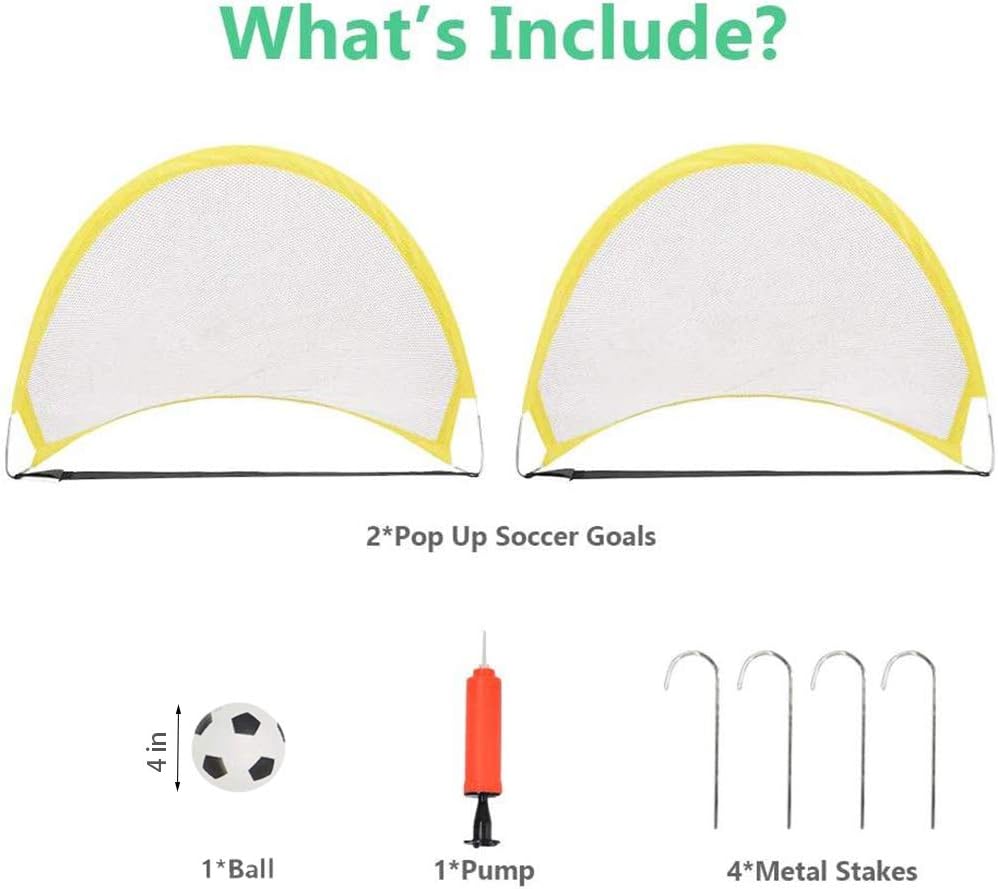 PIETFIU Pop Up Soccer Goal Kids Soccer Net for Backyard, Easy Fold-Up Soccer Training Net with Carrying Bags, children Soccer Goals Instant Soccer Play Portable 4 FT－Kids Soccer Training Nets Set of 2 : Sports & Outdoors
