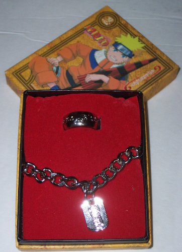 Naruto Ring and Leaf Bracelet Anime Cosplay Jewelry with Box