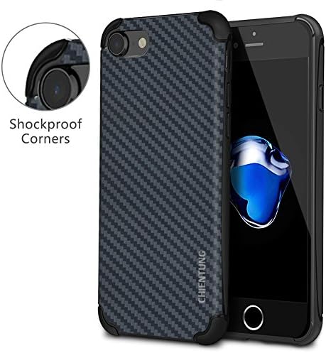 Case for iPhone 7,CHIENTUNG Apple Slim Fit with Shockproof Corner and Ultra-light iPhone 7 Cover Carbon Fiber Pattern Skin Shock Absorbing Bumper and Anti-Scratch Case for iPhone 7 4.7 Inch-Dark Blue