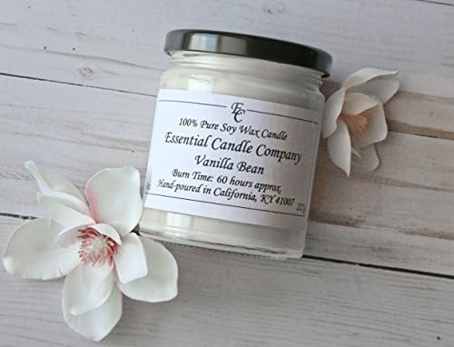 Essential Candle Company Vanilla Bean Scented Pure Soy Wax Candle, Vanilla Bean, 8 oz