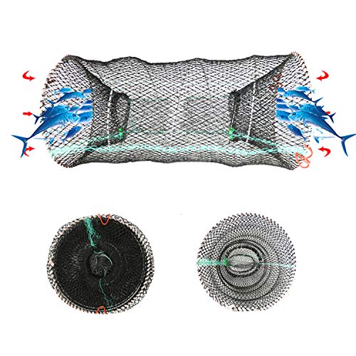 YaeGarden Collapsible Cast Net Fishing Nets Crab Trap Crawfish Lobster Shrimp Cast Net Portable Folded Fishing Accessories (12.99" x 23.6" (33cm x 60cm))