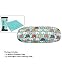 JAVOedge Elephant Print Fabric Covered Clam Shell Style Eyeglass Case, Microfiber Glasses Cleaning Cloth, Blue