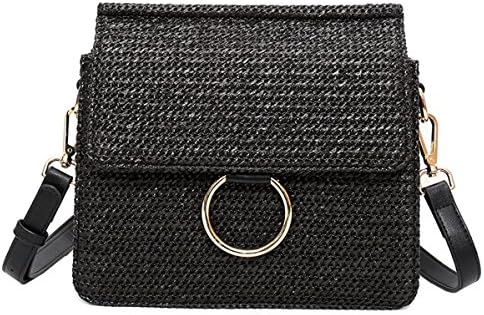 HopeEye Womens Fashion trends straw Women's shoulder bag(depcbb06-2-Black)
