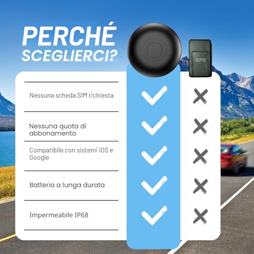 GPS Tracker per Auto, Localizzatore GPS per Auto senza Abbonamento, Compatibile con Android e iOS, IP68 Impermeabile, Magnetico Air Tracker GPS per Moto, Bici, Bagagli (nero)