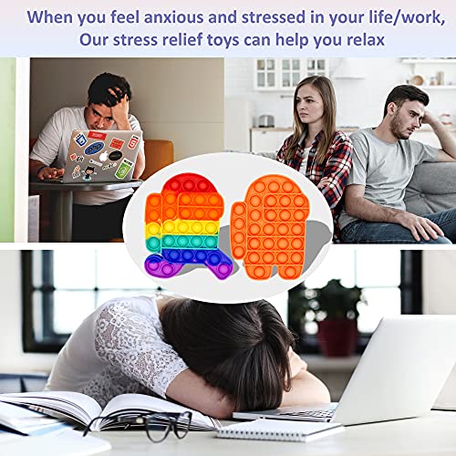 Push Pops Bubble Fidget Toys Set,Silicone Pop Warp Bubble Toy Durable Soft Squeeze Toys for Stress Reliever Training Logical Thinking,Autism Special Needs Stress Reliever (Run Rainbow+Up Orange)