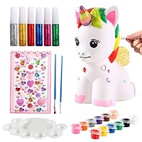 ACEHOOD Unicorn Gift for Girls Paint Your Own Unicorn DIY Craft Paint Art Supplies Unicorn Piggy Bank Coin Bank Unicorn Painting Kit Birthday Gift for Kids