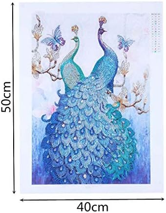 Askong 5D DIY Diamond Painting Kit Various shapes Round Drill Crystal Rhinestone Arts Craft Canvas Supply for Home Wall Decor Embroidery Cross Stitch Paintings (peacock ,15.7*19.7 in)