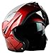 ILM Motorcycle Helmets Modular Dual Visor Flip-up Full Face Street Bike Racing Helmet DOT 5 Colors Model 808 (L, Red)