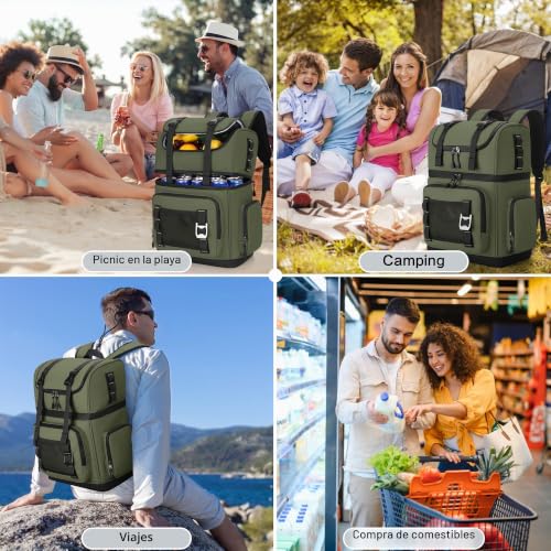 YOUNGOA Mochila Nevera Isotermica Grande, Doble Capa Impermeable Mochila Termica, Bolsa Picnic A Prueba de Fugas