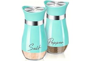 Salt And Pepper Shakers Set, 4 0z Glass Bottom Salt And Pepper Jars With Stainless Steel Lid For Kitchen Cooking Table, RV, C
