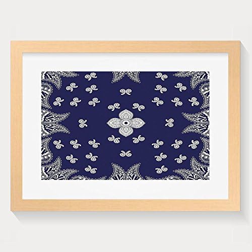 HUANGLING Paisley Pattern Indian Themed Bow Like Floral Design And Ethnic Flowers Framed Wall Art Prints For Home Decoration Wood