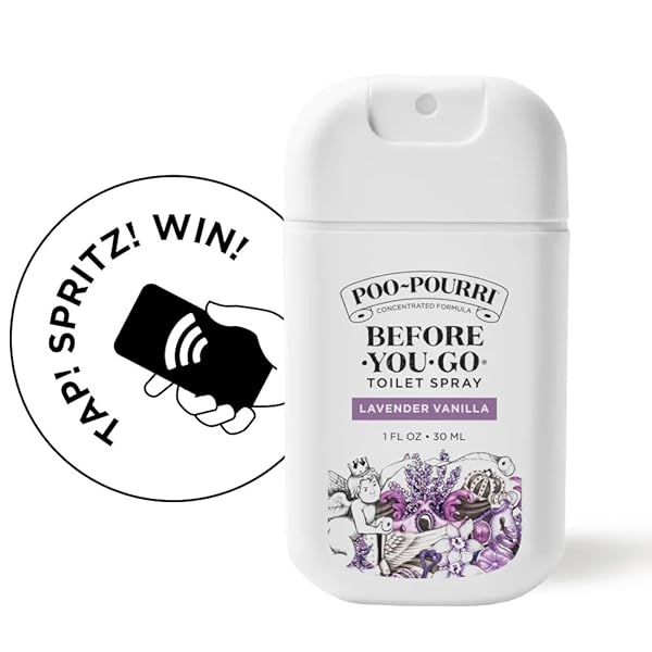 POO-POURRI BEFORE-YOU-GO POCKET TOILET SPRAY, TRAVEL ESSENTIALS, LAVENDER VANILLA, 1 FL OZ, UP TO 50 USES, ON-THE-GO BATHROOM ODOR DEODORIZER WITH ESSENTIAL OILS, TSA APPROVED SIZE