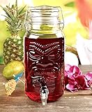Circleware 67140 Tiki Aloha Splash Glass Beverage Drink Dispenser Mason Jar with Hermetic Locking Lid, 126 ounce,