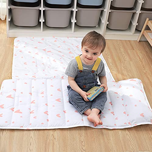 TILLYOU Luxury Padded Toddler Kid Nap Mat with Removable Pillow and