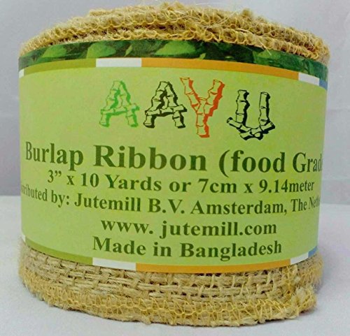 Burlap Ribbon 3" x 10 Yards Natural Jute 3 Inch 30ft roll (Natural, 3 Inch X 10 Yards) - Thumbnail 2