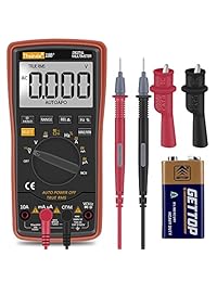Multímetro digital, thsinde Auto Ranging   Multímetro digital con pinzas de cocodrilo, voltaje de voltaje Tester, AC Alerta, Amp Ohm Volt Multi Tester de diodo y prueba de continuidad Hz con retroiluminación visualización LCD