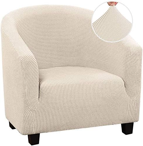 Tub Chair Covers for Armchairs Armchair Covers Stretch Tub Chair Cover Removable Washable Sofa Couch Cover for Bar Counter Living Room Reception (Jacquard Beige)