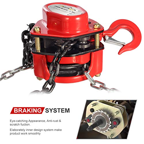 Partsam 2200LBS Capacity 10FT Lifting Manual Chain Block Hoist Come Along 1 TON Heavy Duty Hooks Commercial Grade Steel - Image 4